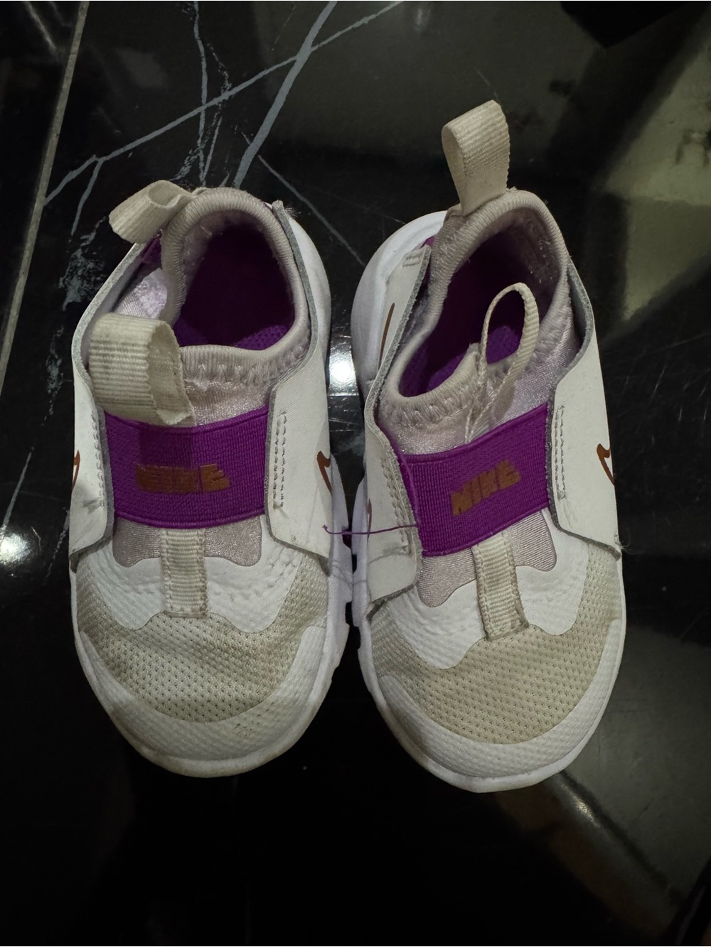 Nike Kids White and Purple Slip-On Sneakers
